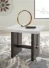 Ashley Furniture T779-3 Burkhaus - Rectangular End Table - White / Dark Brown