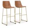 Ashley Furniture PCD373-230 Ashley Furniture PCD373-230 Ciabori - Tall Upholstered Barstool (Set of 2) - Brown / Gold