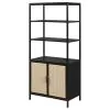 Coaster Fine Furniture 961651 Amherst - 3-Shelf Radio Weave Cane Metal Accent Cabinet - Black