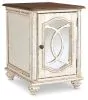Ashley Furniture T743-7 Realyn - Chair Side End Table - Insert Mirror - White / Brown