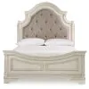 Ashley Furniture B743B2 Realyn - Queen Upholstered Panel Bed - Chipped White