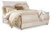 Ashley Furniture B267B11 Willowton - King Sleigh Bed With Faux Plank Design - Whitewash