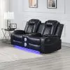 New Classic U1769V-25-BLK Orion II - Console Loveseat With Dual Recliners - Black