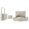Coaster Fine Furniture 360111KE-S4 Sonya - 4 Piece Upholstered Eastern King Bedroom Set - Ivory