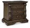 Ashley Furniture B947-93 Maylee - Three Drawer Night Stand - Dark Brown