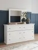 Ashley Furniture B139/31/35/71/196/91(2) Ashley Furniture B139/31/35/71/196/91(2) Bostwick Shoals - 6 Pc. - Dresser, Mirror, Queen Panel Bed With Framed Footboard, 2 Nightstands - White