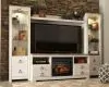 Ashley Furniture W267W9 Willowton - Entertainment Center - TV Stand With Faux Firebrick Fireplace Insert - Whitewash
