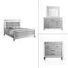 New Classic 02-9698S-24N New Classic 02-9698S-24N Valentino - Western King 4 Piece Bedroom Set (Bed, Dresser, Mirror, Nighstand) - Silver