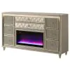 Coaster Fine Furniture 222663FB Lorient - 8-Drawer LED Bedroom Flame Box Dresser - Ivory Camel