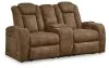 Ashley Furniture 6070318 Wolfridge - Power Reclining Loveseat With Console /Adj Hdrst - Brindle