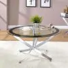 CoasterEssence 702588 Brooke - Round Glass Top Coffee Table Metal Base - Chrome