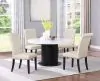 CoasterEssence 115490-S5 Sherry - 5 Piece Round Marble Top Dining Table Set - Beige