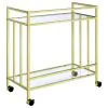 CoasterEssence 181381 Cara - 2-Tier Rectangular Glass Shelf Metal Bar Cart - Brass
