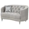 CoasterElevations 508462 Avonlea - Upholstered Sloped Arm Loveseat Velvet - Pearl Silver