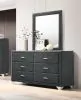 CoasterEveryday 223383M Melody - 6-Drawer Upholstered Dresser With Mirror - Gray