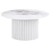 Coaster Fine Furniture 708338 Rowena - Round Sintered Stone Coffee Table - White Faux Marble