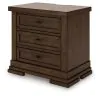 Benchcraft® B849-93 Taffenbrook - Three Drawer Night Stand - Medium Brown