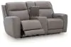 Ashley Furniture PCU1090018 5Z-Comfort - Power Reclining Loveseat With Console / Adj Headrest - Coin