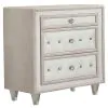 CoasterElevations 223522 Antonella - Upholstered 3-Drawer Nightstand - Ivory And Camel