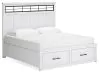 Benchcraft® B844/31/36/58/56S/97 Benchcraft® B844/31/36/58/56S/97 Ashbryn - 5 Pc. - Dresser, Mirror, King Panel Storage Bed - White / Natural