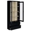Coaster Fine Furniture 953478 Hawthorne - 4-Shelf Glass Door Tall Cabinet With Drawers - Black