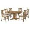 Coaster Fine Furniture 109460-S7 Hartville - 7 Piece Round Dining Table Set - Natural Light Brown