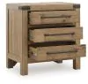 Benchcraft® B858-93 Ridgester - Three Drawer Night Stand - Light Brown