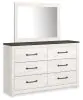 Ashley Furniture B1190/31/36/44/57/54/98/92(2) Ashley Furniture B1190/31/36/44/57/54/98/92(2) Gerridan - 8 Pc. - Dresser, Mirror, Chest, Queen Panel Bed with Sconces, 2 Nightstands - White