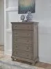 Ashley Furniture B733/31/36/46/77/74/98/92(2) Ashley Furniture B733/31/36/46/77/74/98/92(2) Lettner - 8 Pc. - Dresser, Mirror, Chest, Queen Sleigh Bed with 2 Storage Drawers, 2 Nightstands - Light Gray