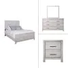 New Classic 00-3314-34N New Classic 00-3314-34N Biscayne - 5/0 Queen 4 Piece Bedroom Set (Bed, Dresser, Mirror, Nightstand) - Gray