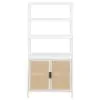 Coaster Fine Furniture 961652 Amherst - 3-Shelf Radio Weave Cane Metal Accent Cabinet - White