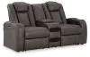 Ashley Furniture 3660218 Ashley Furniture 3660218 Fyne-Dyme - Power Reclining Loveseat with Console/Adj Hdrst - Shadow
