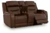 Ashley Furniture PCU1160218A Knightington - Power Reclining Loveseat With Audio Seating - Brown