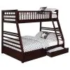 CoasterEssence 460184 Ashton - 2-Drawer Wood Twin Over Full Bunk Bed - Cappuccino