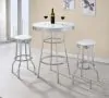 Coaster Fine Furniture 2300-S3 Retro - 3 Piece Round 1950s Bistro Pub Bar Table Set - White