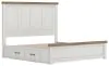 Ashley Furniture B4615B13 Ashley Furniture B4615B13 Savonport - King Panel Bed With Under Bed Storage Unit - White / Brown