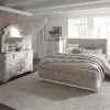 Liberty Furniture 244-BR-CKUSLDMC Liberty Furniture 244-BR-CKUSLDMC Magnolia Manor - 4 Piece Bedroom Set (California King Upholstered Sleigh Bed, Dresser & Mirror, Chest) - Antique White