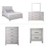 New Classic 00-3314-25C New Classic 00-3314-25C Biscayne - 6/0 Western King 5 Piece Bedroom Set (Bed, Dresser, Mirror, Chest, Nightstand) - Gray