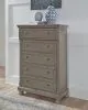 Ashley Furniture B733-46 Lettner - Five Drawer Chest - 2-handles - Light Gray