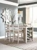 Ashley Furniture D394/32/124(4) Ashley Furniture D394/32/124(4) Skempton - 5 Pc. - Counter Table, 4 Upholstered Barstools - White