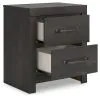 Ashley Furniture PCB2108-92 Hollivern - Two Drawer Night Stand - Dark Gray