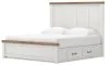 Ashley Furniture B4615B15 Ashley Furniture B4615B15 Savonport - King Panel Bed With 2 Under Bed Storage Units - White / Brown