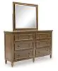 Benchcraft® B787/31/36/58/56/97 Benchcraft® B787/31/36/58/56/97 Sturlayne - 5 Pc. - Dresser, Mirror, King Upholstered Panel Bed - Brown