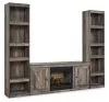 Ashley Furniture EW0440W10 Wynnlow - 3-Piece Entertainment Center With Electric Fireplace - Gray