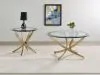 CoasterEveryday 707888-S2 Brooke - 2 Piece Round Glass Top Coffee Table Set - Brass