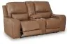 Ashley Furniture PCU6260618 DeepWakes - Power Reclining Loveseat / Console / Adjustable Headrest - Caramel