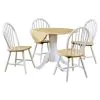 CoasterEveryday 4241-S5 Allison - 5 Piece Round Drop Leaf Dining Table Set - White