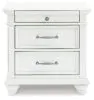 Benchcraft® B777-93 Kanwyn - Three Drawer Night Stand - Whitewash