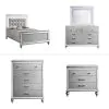 New Classic 02-9698S-35C New Classic 02-9698S-35C Valentino - Queen 5 Piece Bedroom Set (Bed, Dresser, Mirror, Nighstand, Chest) - Silver