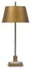 Ashley Furniture L208444 Fritzburn - Metal Table Lamp - Gold Finish / White